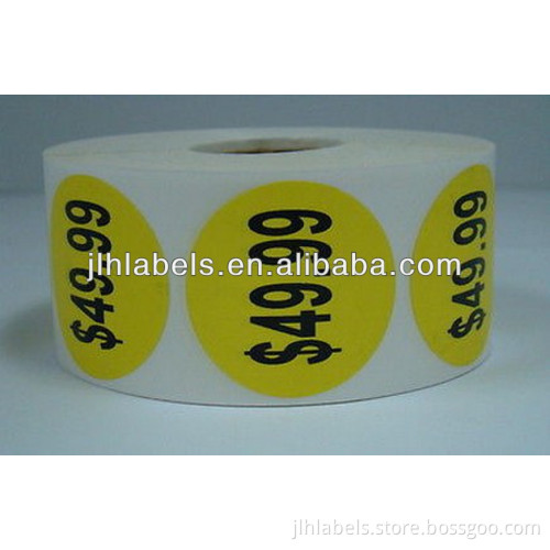 Round YELLOW Pricing Labels Stickers